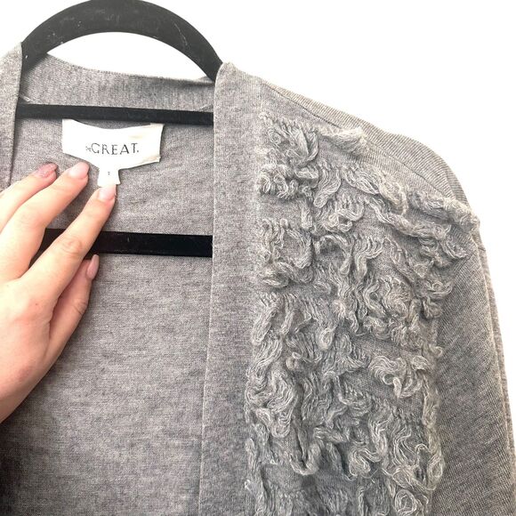THE GREAT‎ Wool Blend Loop Fringe Long Cardigan Sz 2 (Medium) - Picture 3 of 5